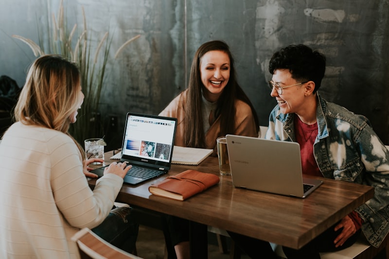 Team working together in modern office