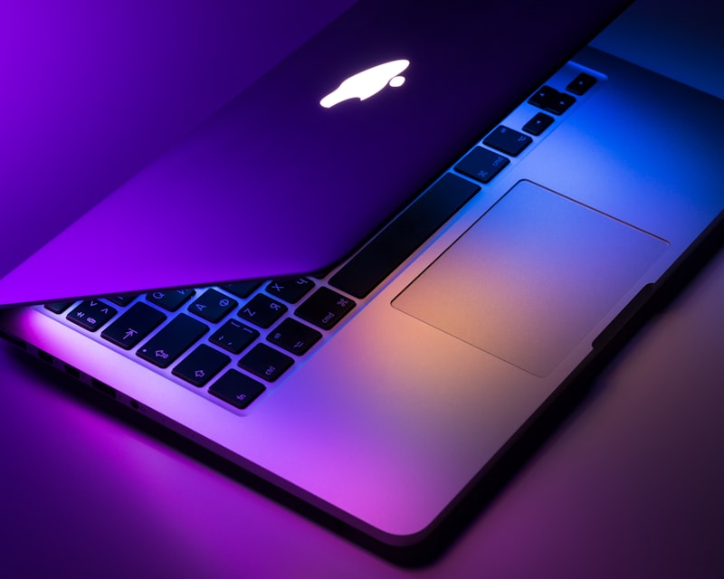 MacBook laptop in modern workspace